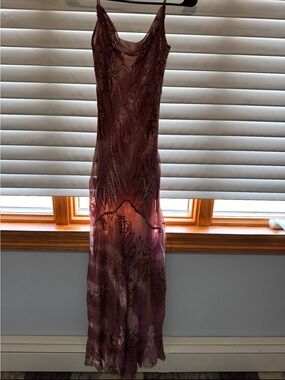Romantic Dusty Rose Sheer Maxi Slip Dress